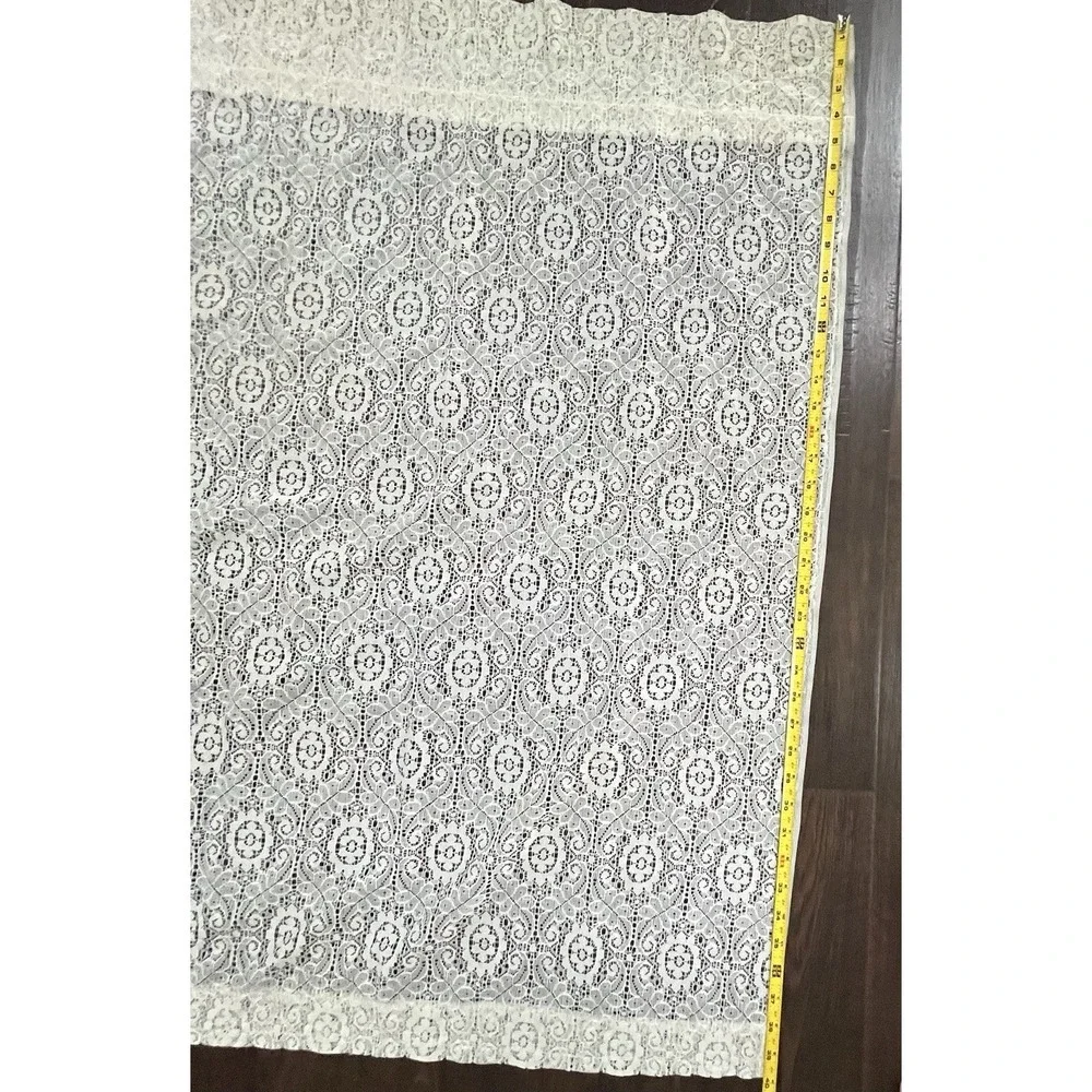 Vintage Ivory Lace Curtain Panel Valance 57x40 Floral Medallion Cottagecore Chic